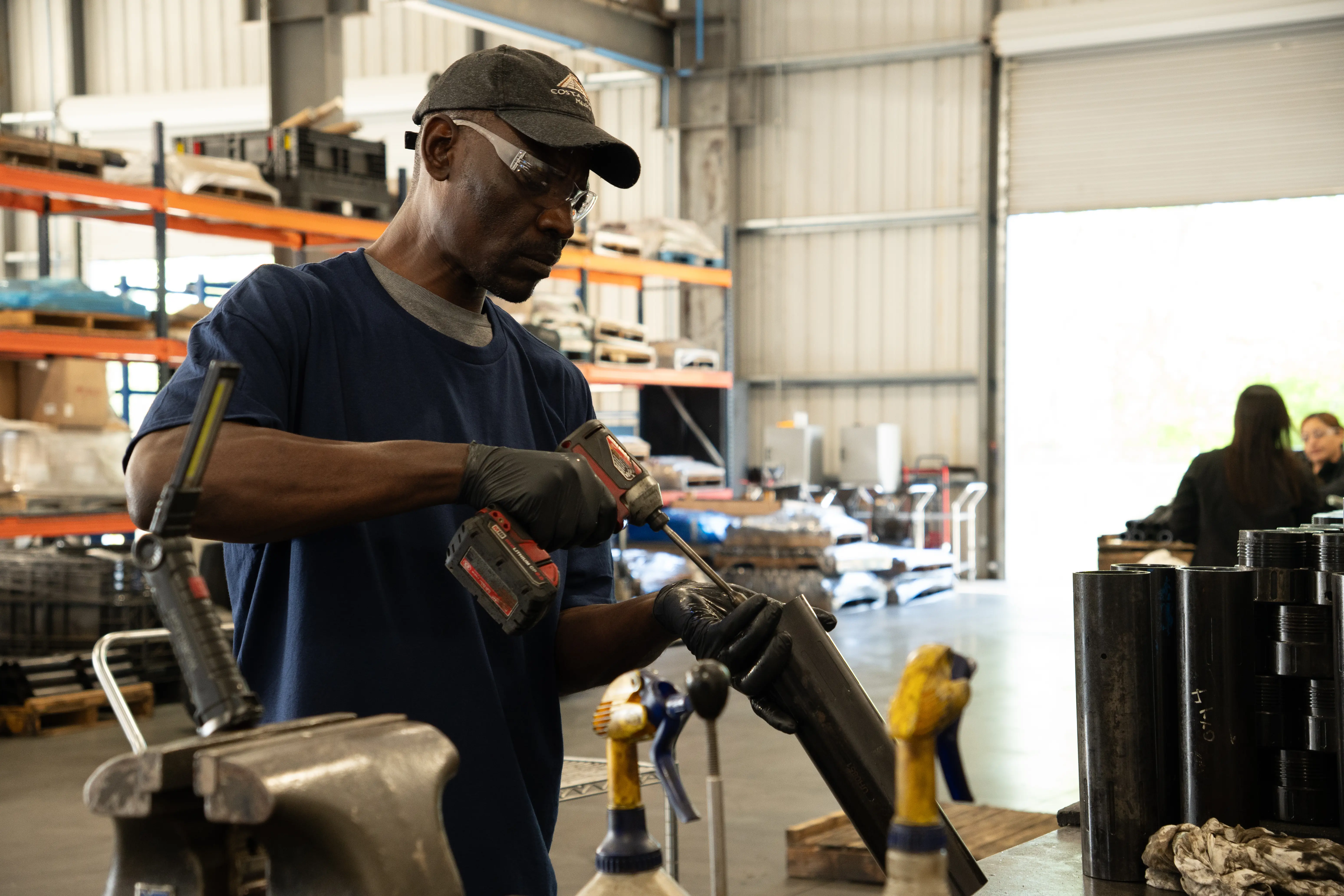 GR technician preparing tool components in the shop
