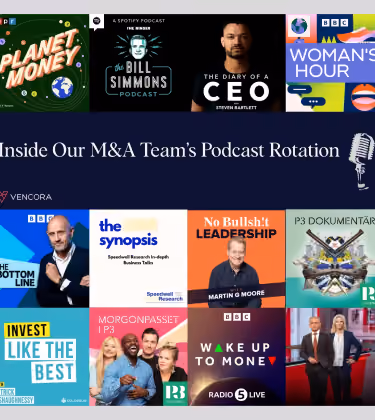 A grid of podcast cover art, including Planet Money, The Diary of a CEO and Woman's Hour