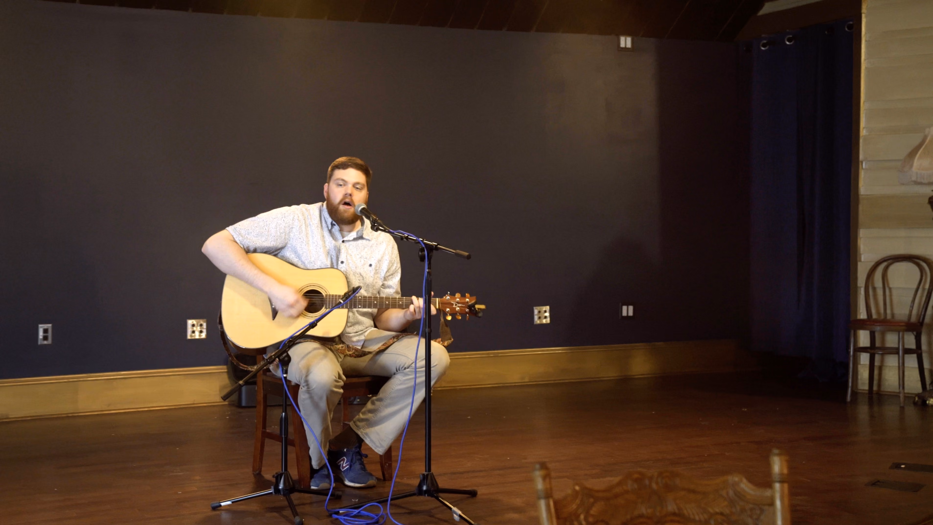 The simple one-room set built for Ross Thorn's four music videos