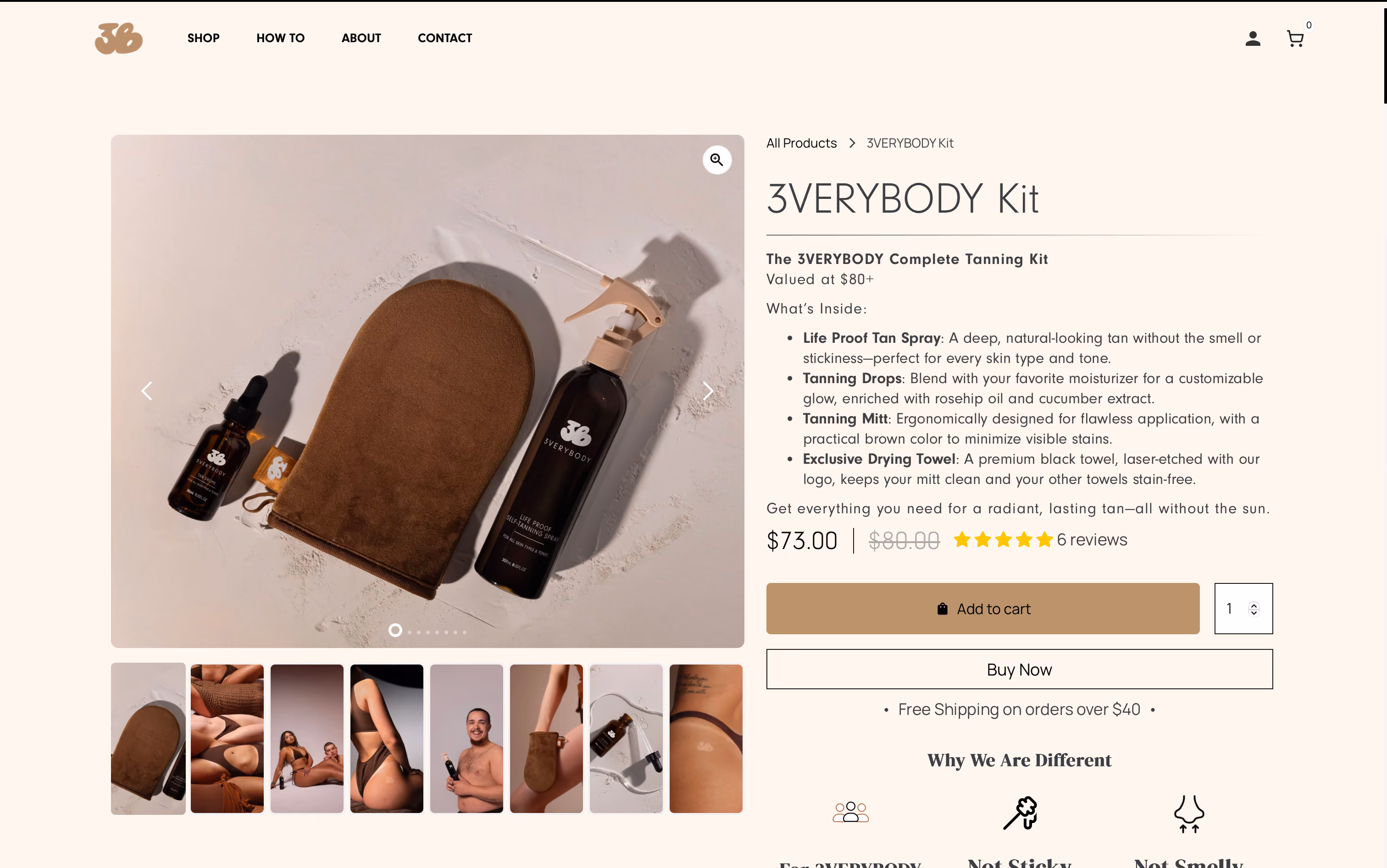Page layout from the 3VERYBODY ecommerce build