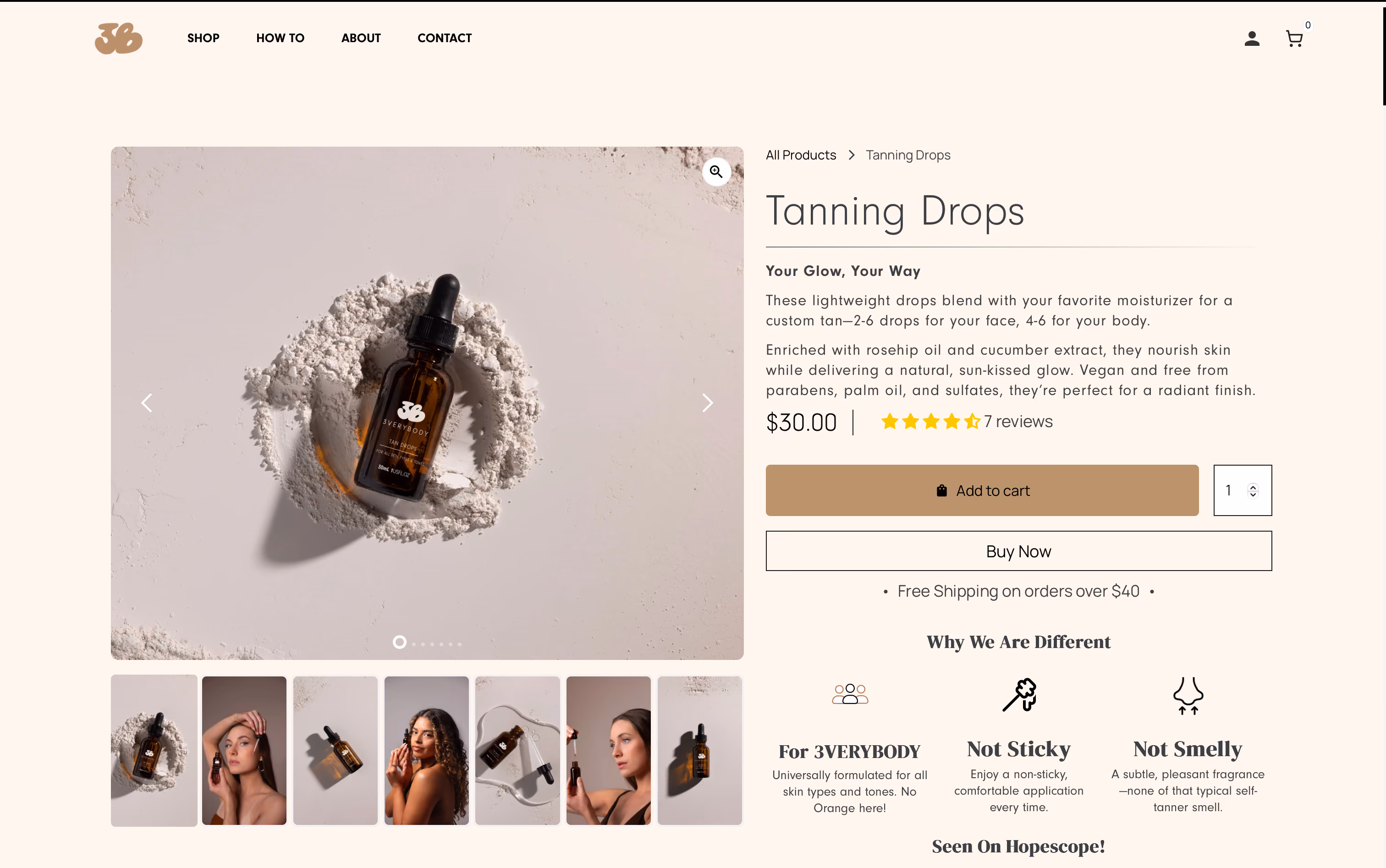 Product section from the 3VERYBODY storefront design
