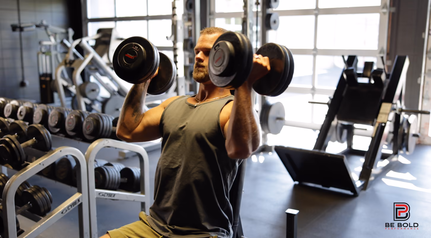 Frame from the Be Bold Performance fitness coaching film