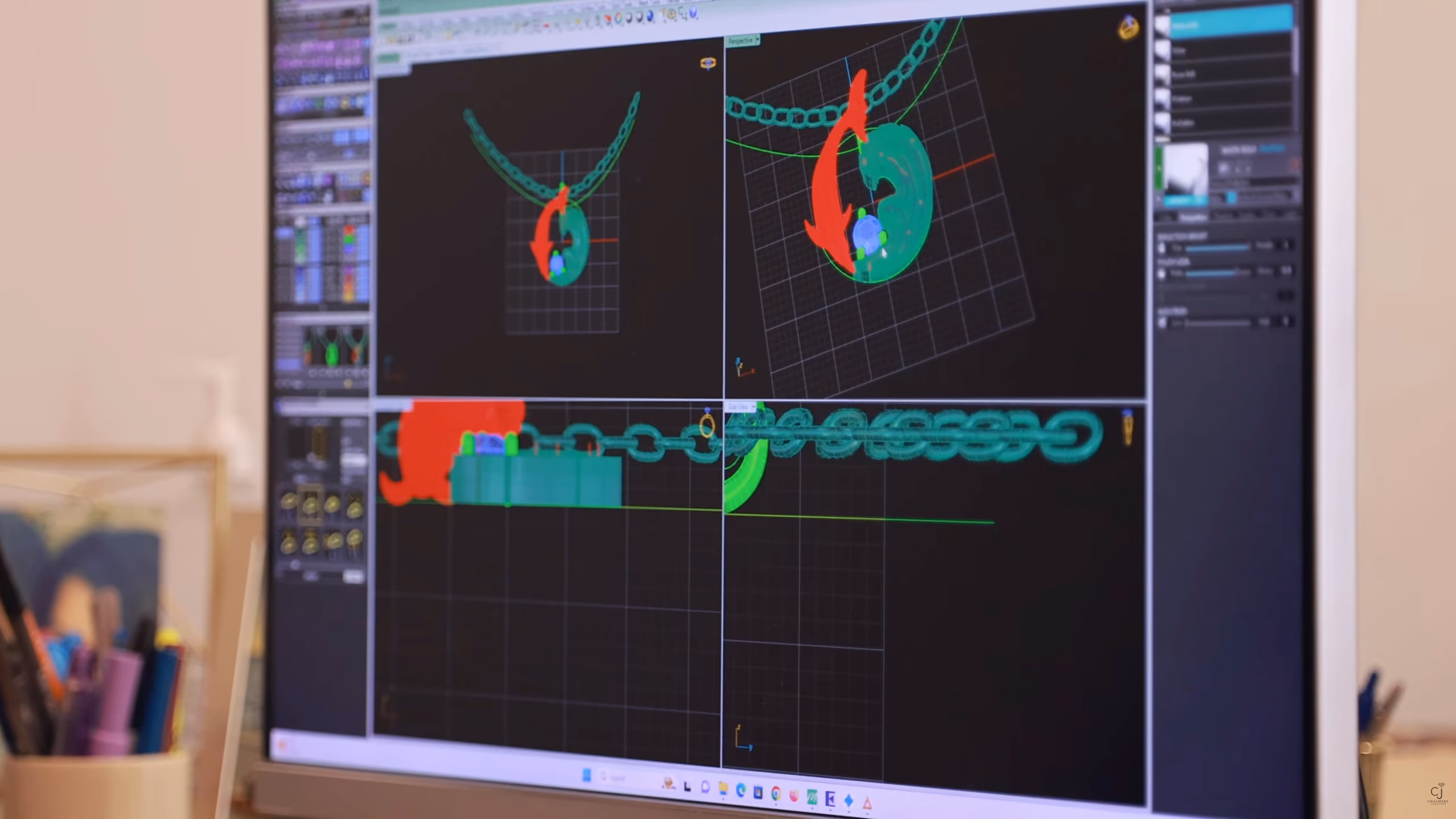 Designing the custom dolphin pendant at Chalmers Jewelers