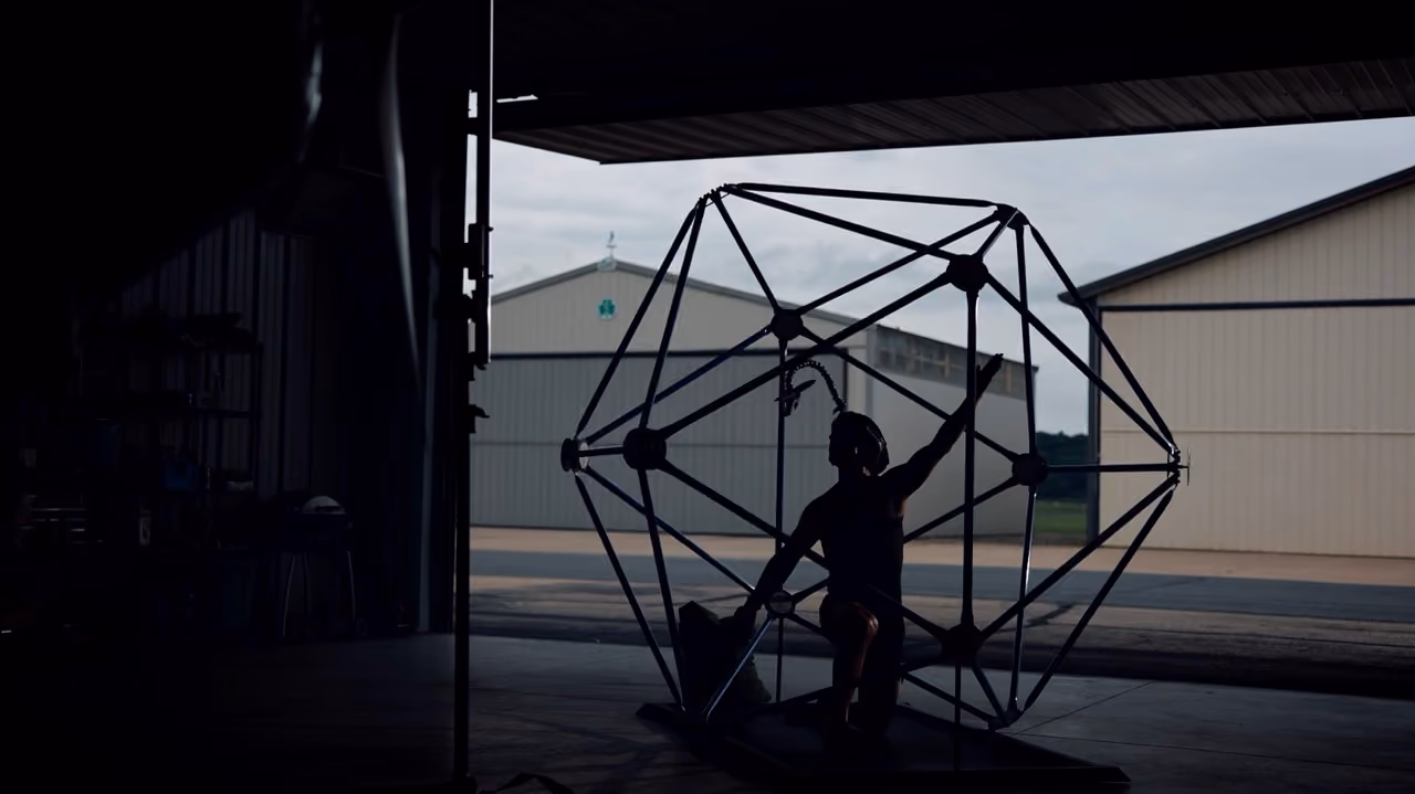A moment from the military cut of The Maverick Gym film