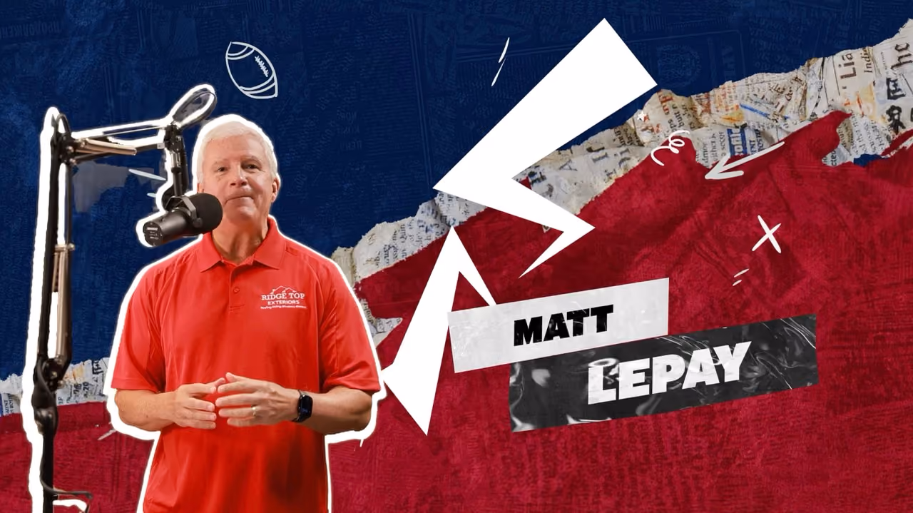Broadcaster Matt Lepay in the Ridge Top Exteriors spot