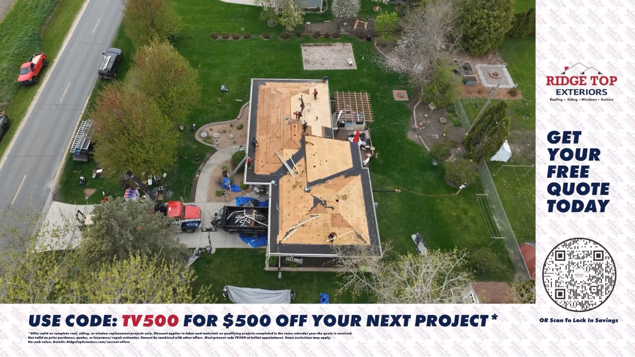 Football styled animation over the roofing installation steps