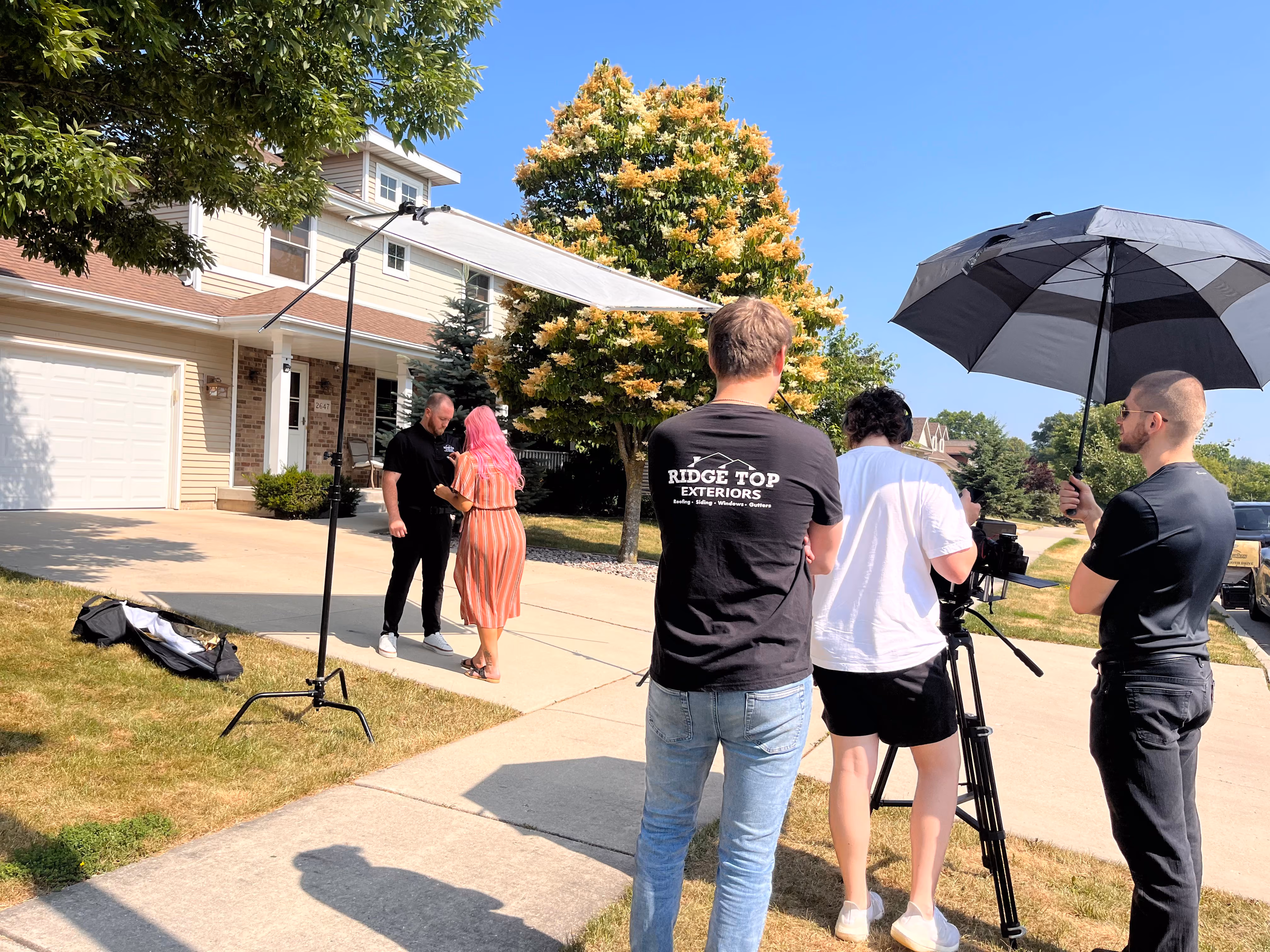 On location filming the Ridge Top testimonial commercial