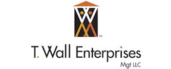 T Wall Enterprises logo with stylized letters forming an abstract structure above the company name.