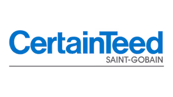 CertainTeed logo with blue text and smaller Saint-Gobain text underneath with horizontal lines.