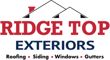 RIDGE TOP EXTERIORS company logo with 'RIDGE TOP' in large red letters and 'EXTERIORS' in smaller blue letters below.