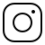 Instagram app icon in black and white with a rounded square and a small circle on top right.