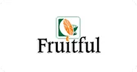 Fruitful brand logo with a stylized orange leaf inside a square frame above the text.
