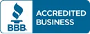 Better Business Bureau Accredited Business logo with blue flame symbol and text.