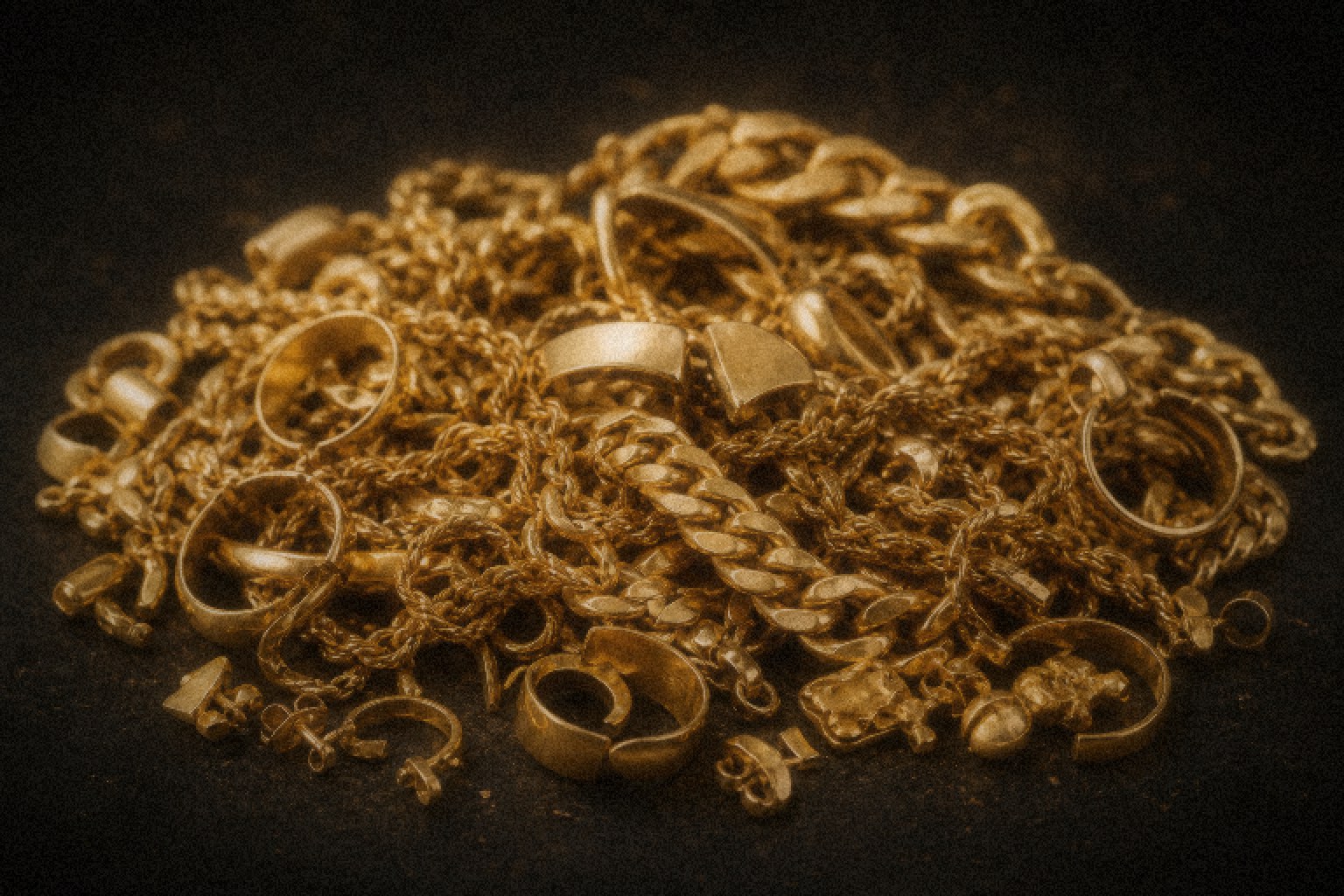 Assorted gold jewelry and scrap ready for a cash quote