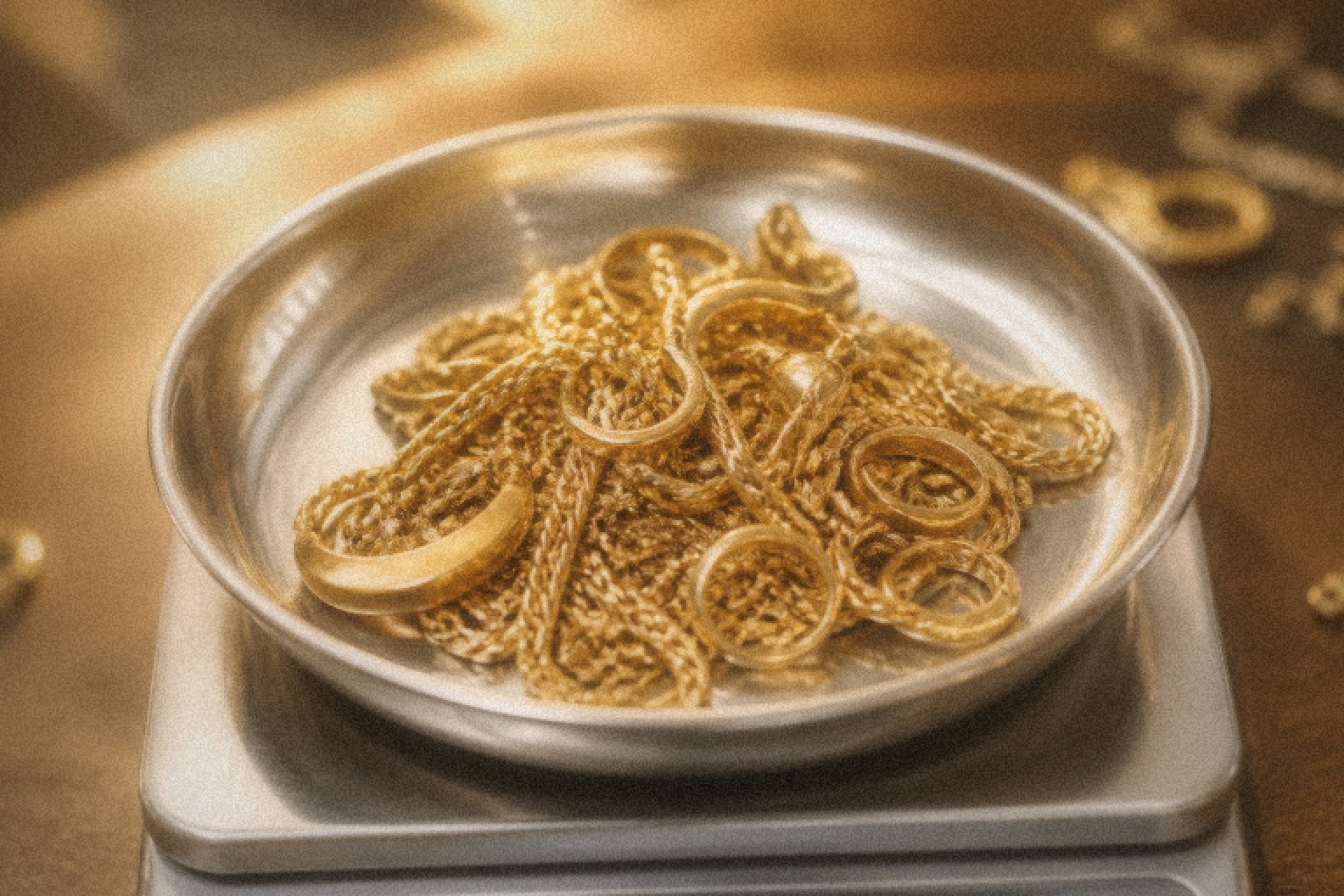 Gold purity and weight evaluation visuals