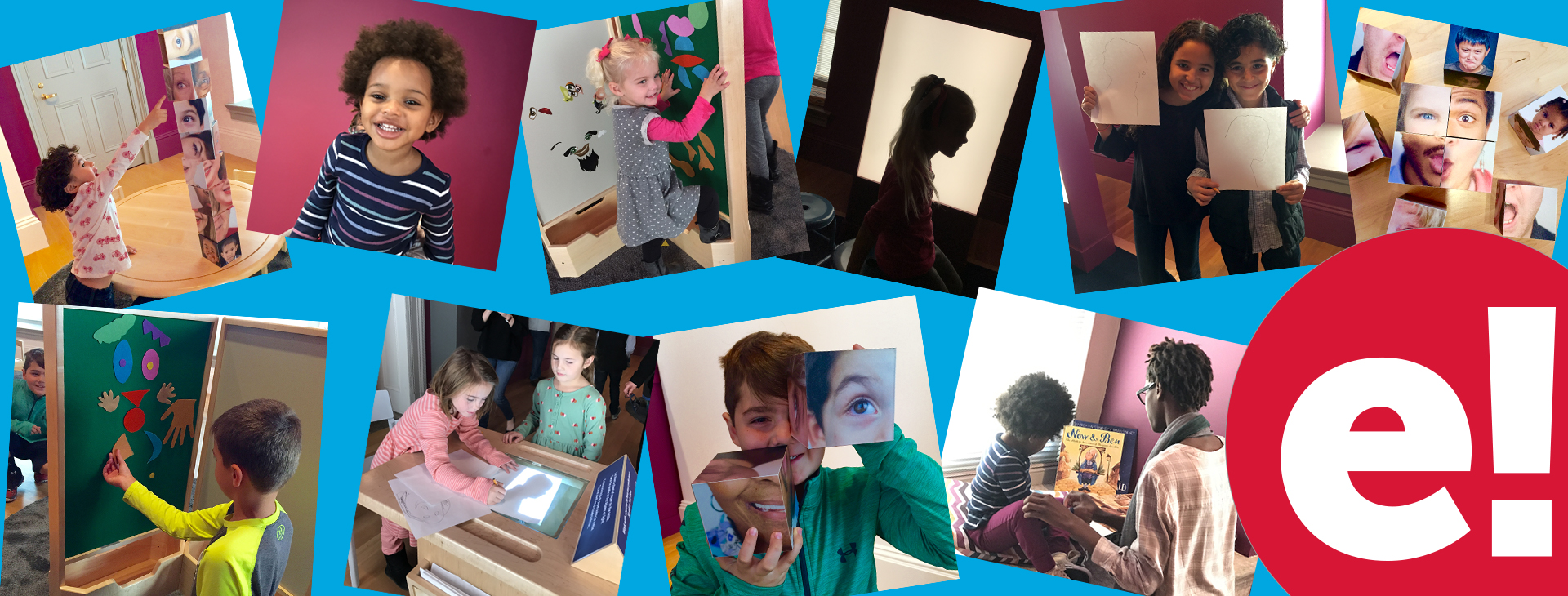 Children exploring portraiture, silhouettes, and creative activities at Explore! with the National Portrait Gallery