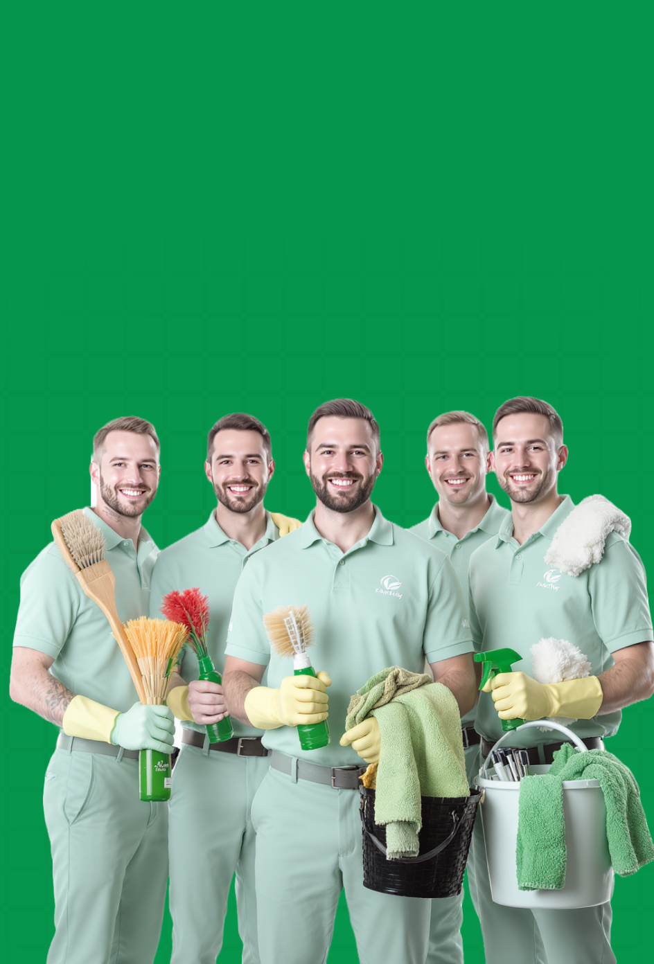 Image of some happy cleaner standing together