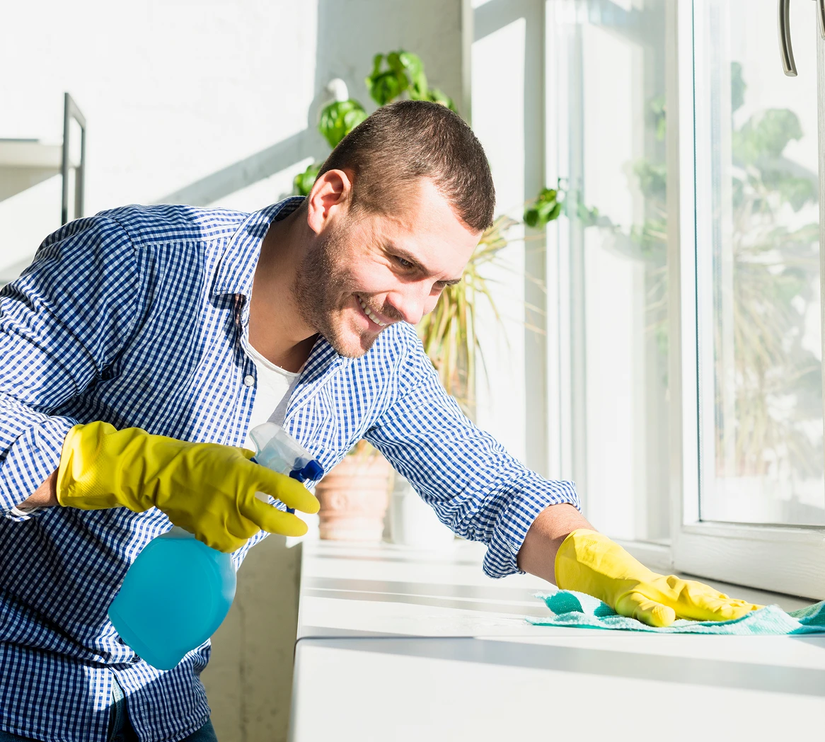 A cleaner cleaning