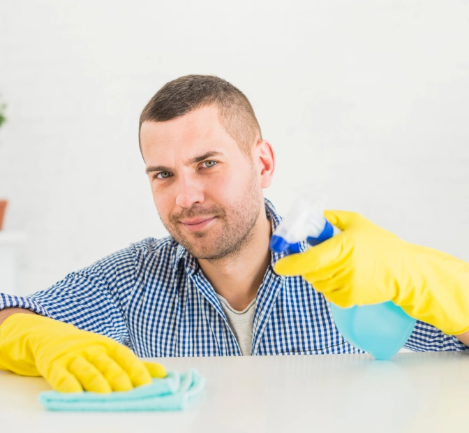 A cleaner  cleaning 