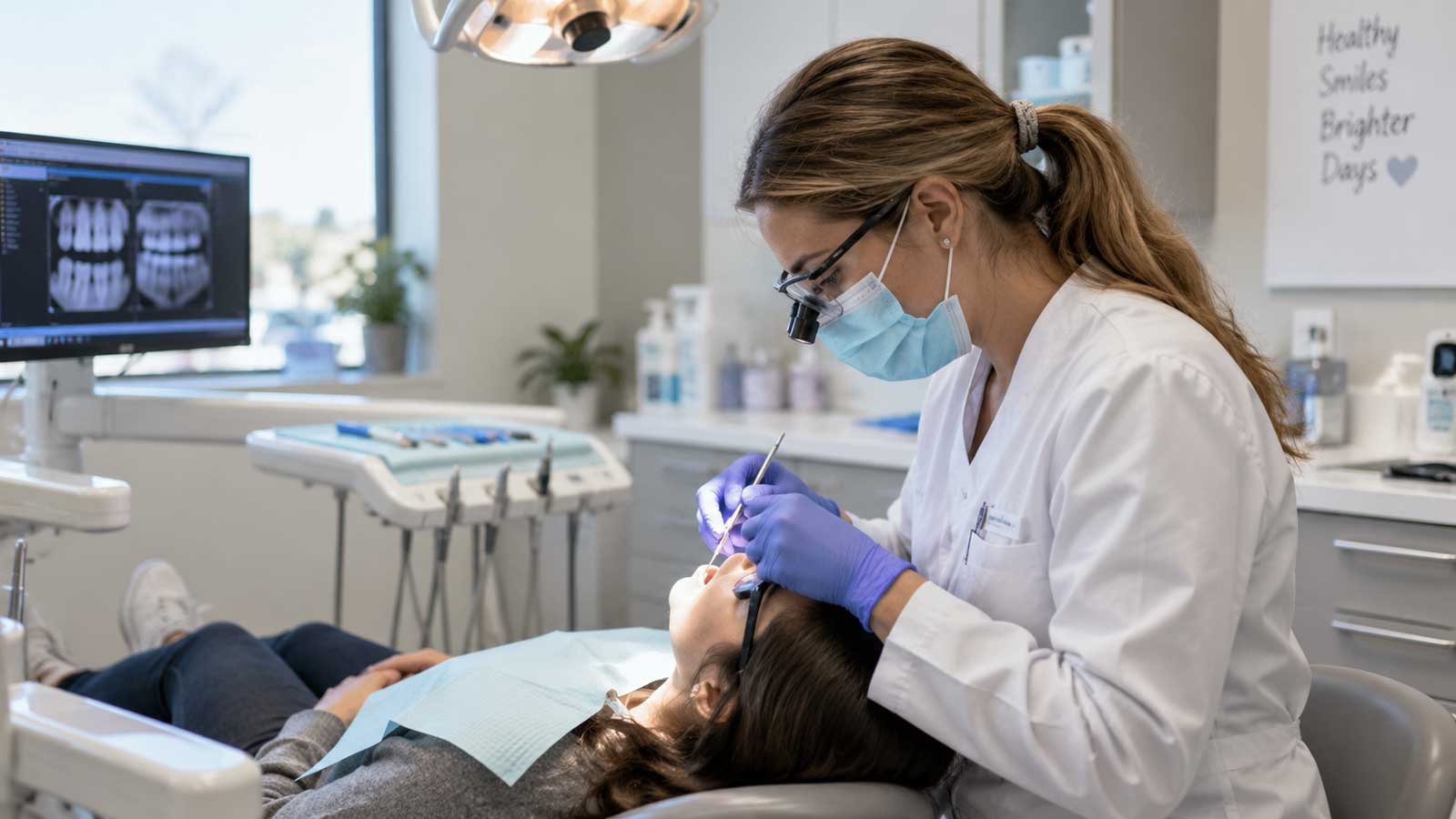 Patient with dentist in the office