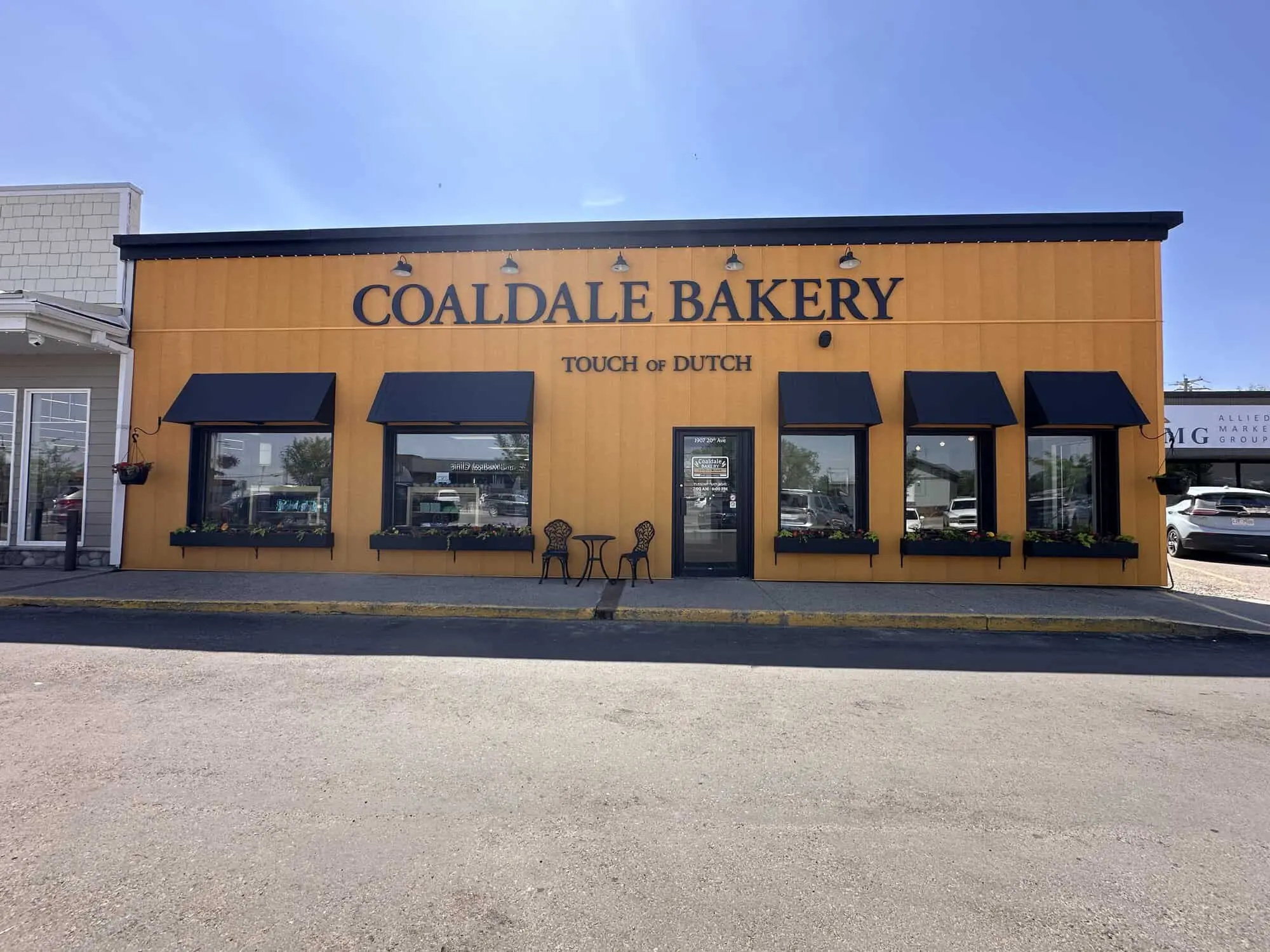The Coaldale Bakery storefront on a sunny day