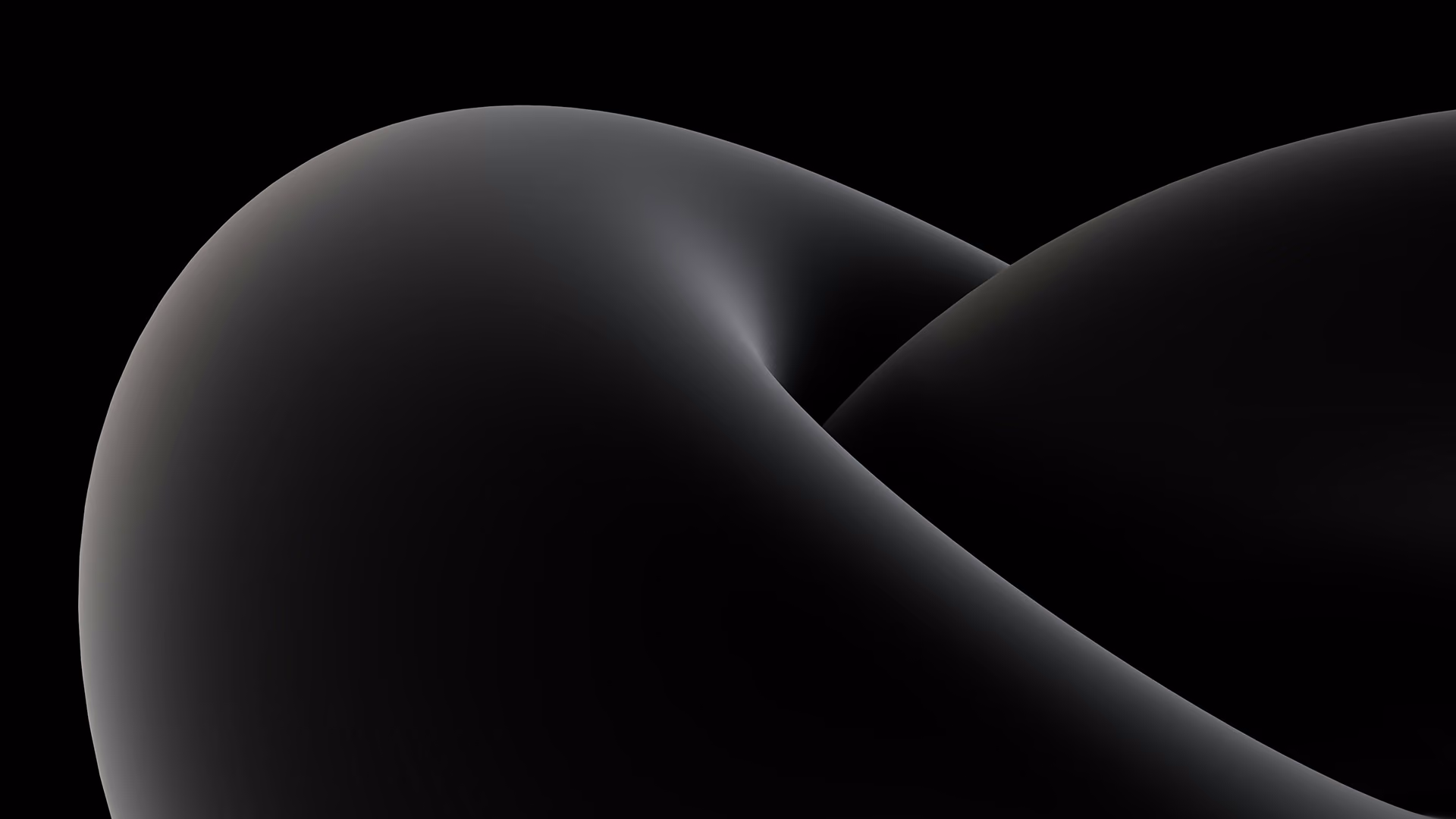 Smooth abstract black curved shapes with subtle gray highlights on a black background.