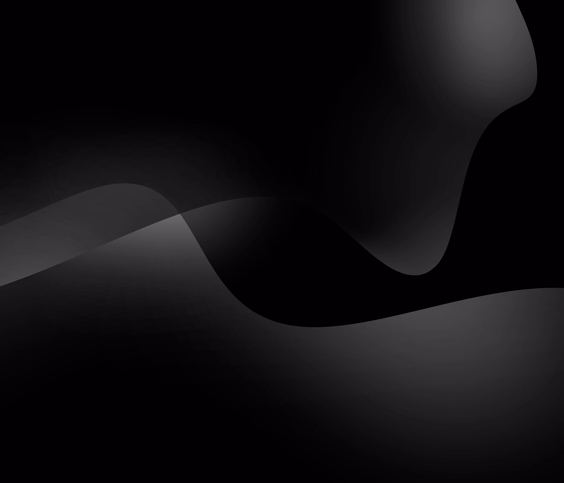 Abstract dark background with flowing black and gray wavy shapes.