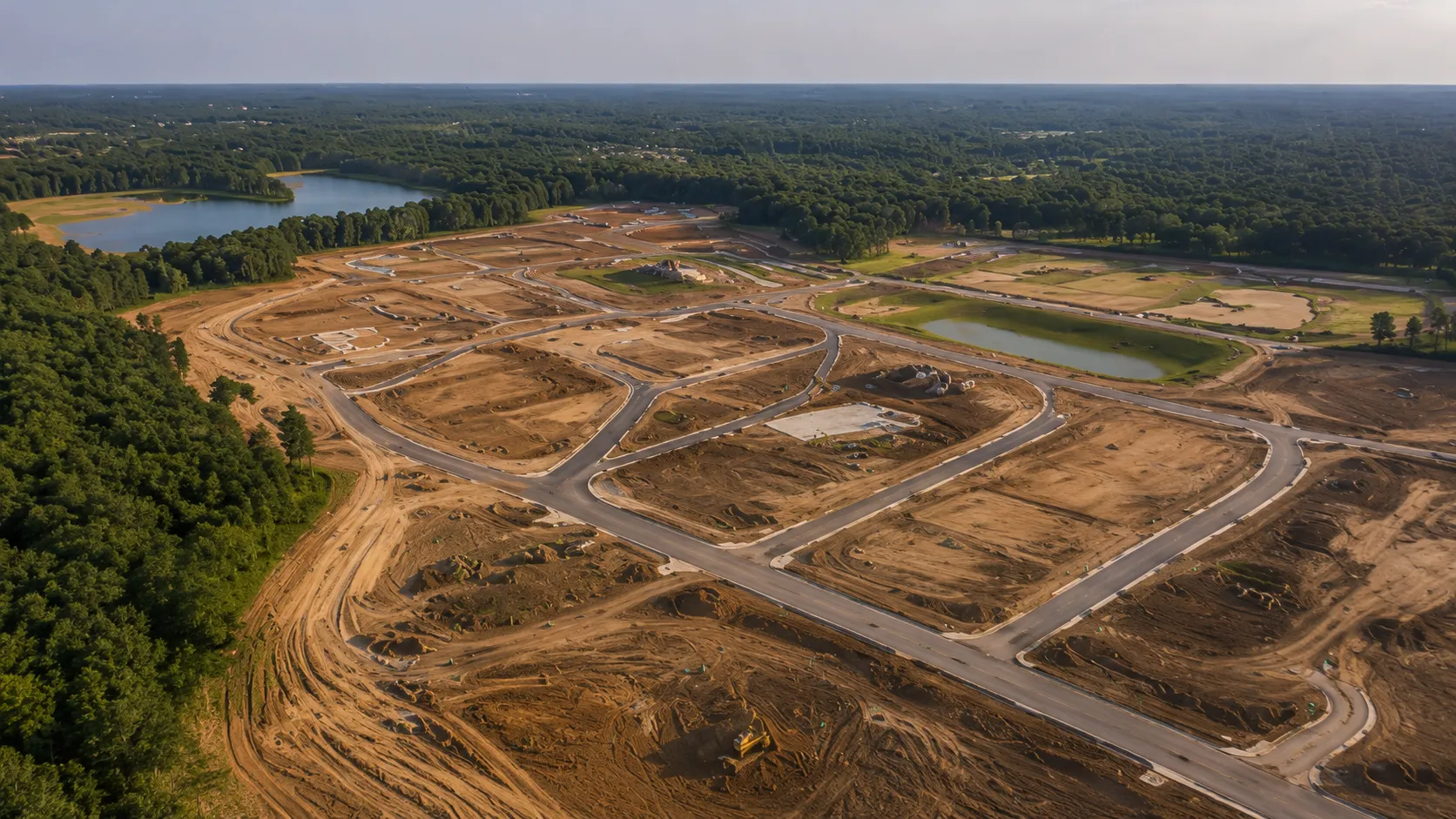 New custom construction home framing in Milton, Georgia residential community