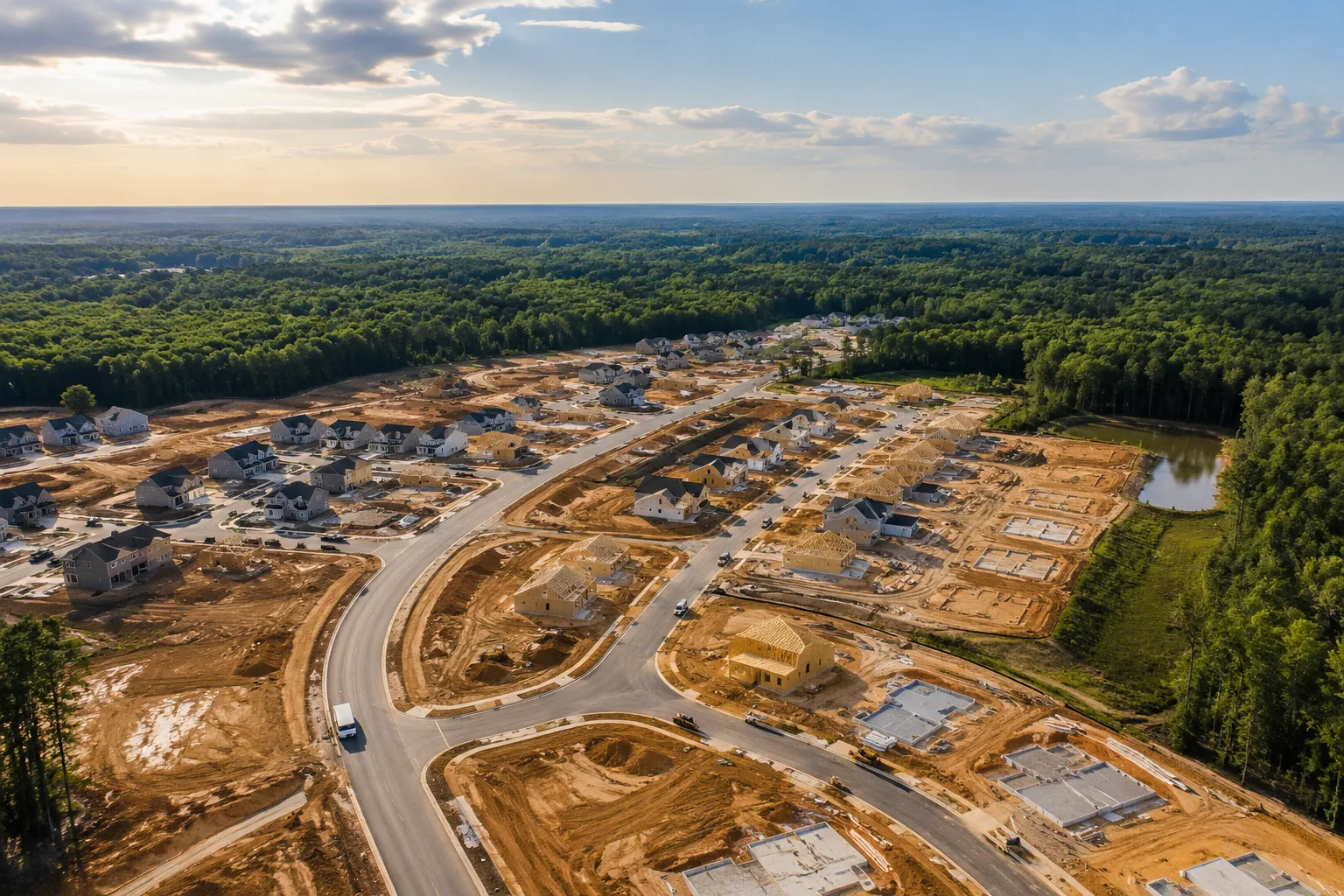 Aerial view of a residential community near Duluth, Georgia in Gwinnett County