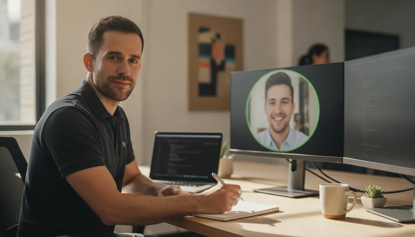 US engineering manager interviewing a senior LATAM software engineer on a video call