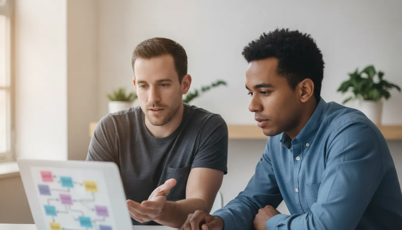 Engineering leaders collaborating with a senior software engineer