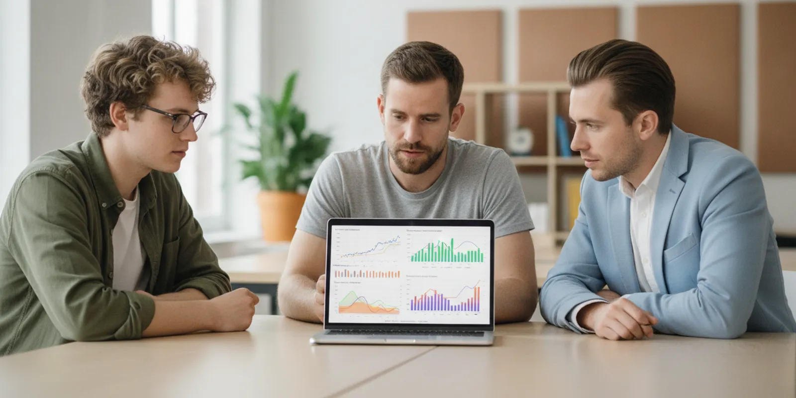 Senior platform engineer and product teammates reviewing service health on a laptop