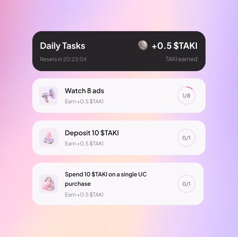 Taki — Daily tasks with token rewards