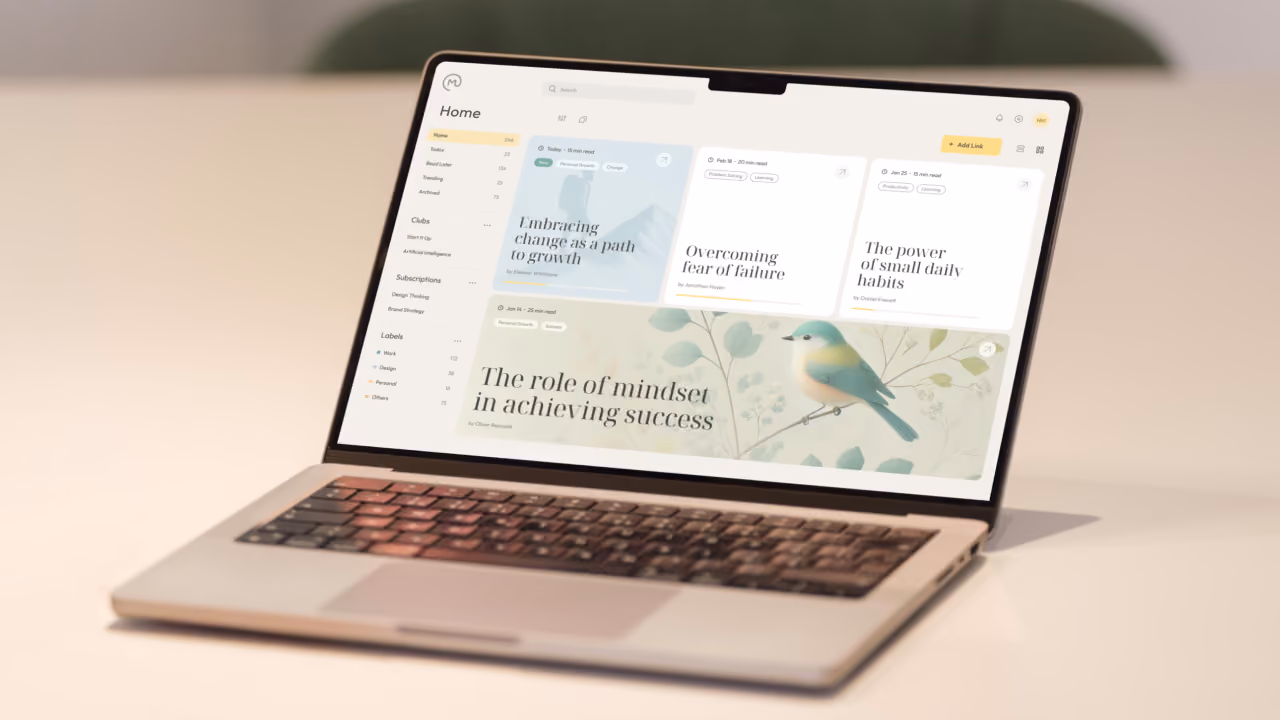 Omnivore personal reading library displayed on a laptop