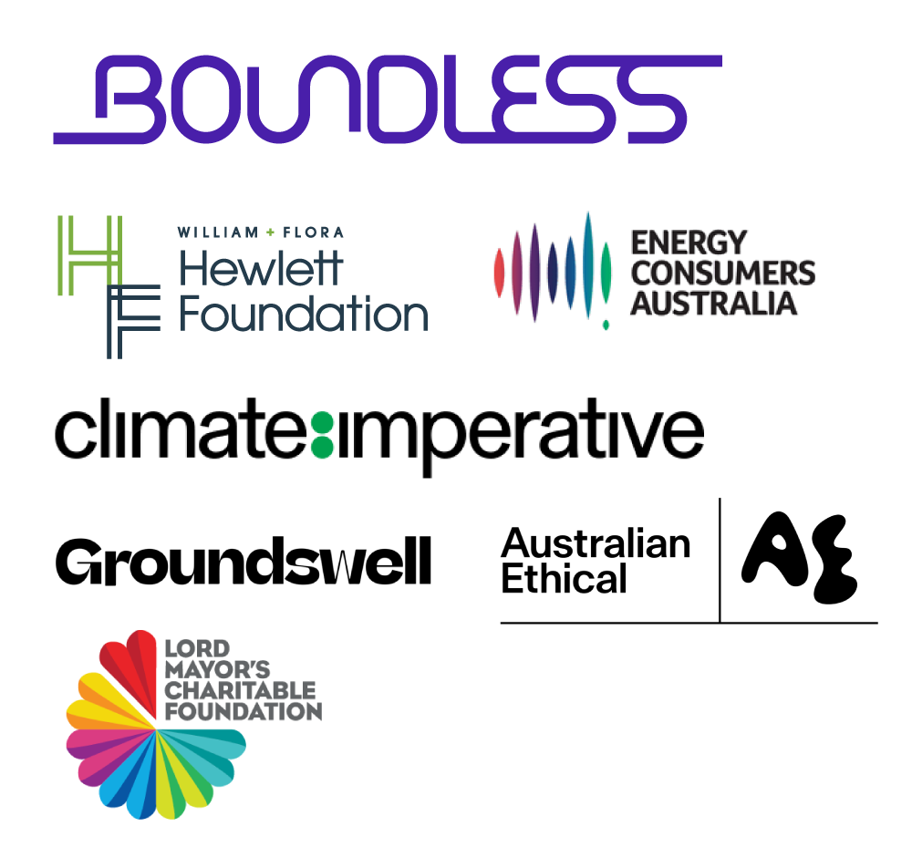 Logos of Rewiring Australia's donor organisations