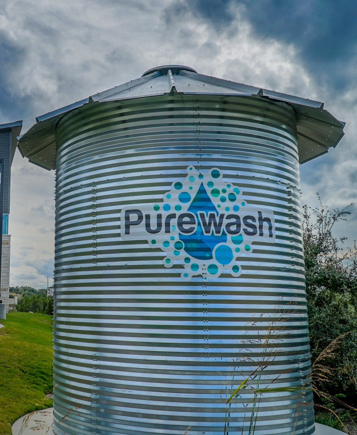 The Purewash rainwater collection tank at Steiner Ranch