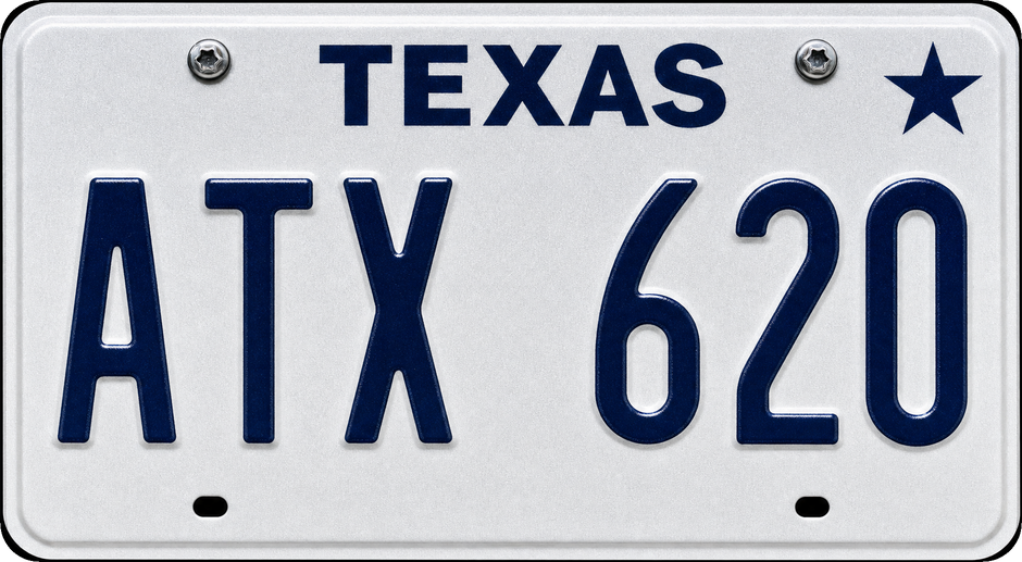 A Texas license plate reading ATX 620 being scanned by the lane camera