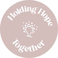 Badge reading Holding Hope Together