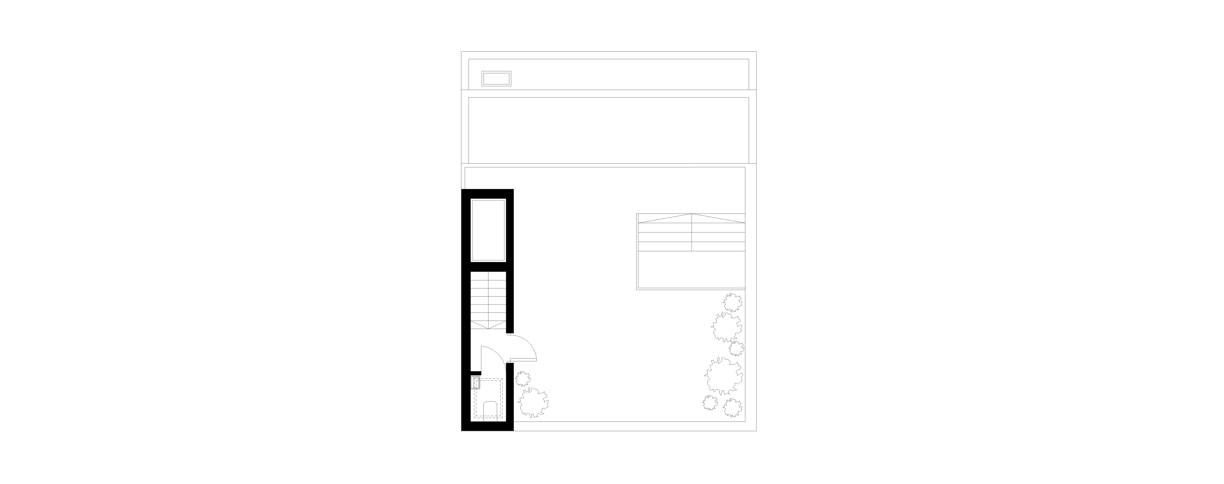 Roof plan showing the terrace, planting beds and stair access