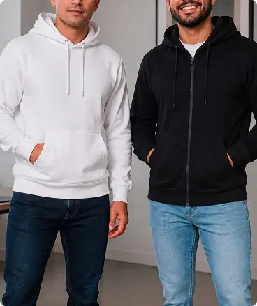 Sudaderas de trabajo con gorro en color blanco y negro, ropa operativa casual y cómoda para hombre.