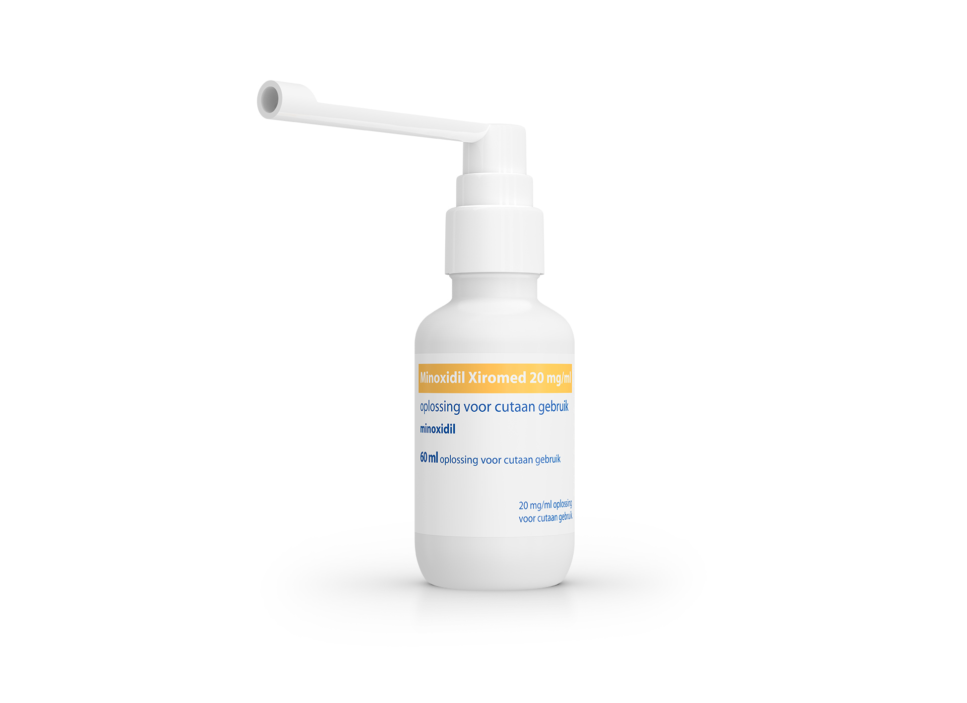 Minoxidil Xiromed 20 mg/ml, oplossing voor cutaan gebruik, inhoud 60 ml.