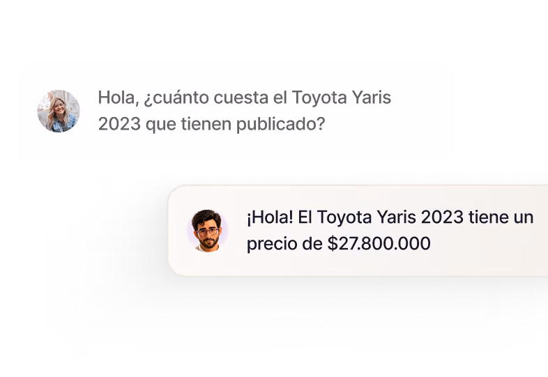 Conversación sobre el precio del Toyota Yaris 2023: $27.800.000.