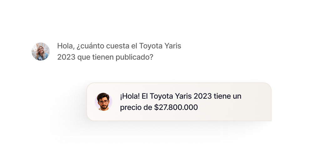 Conversación sobre el precio del Toyota Yaris 2023: $27.800.000.
