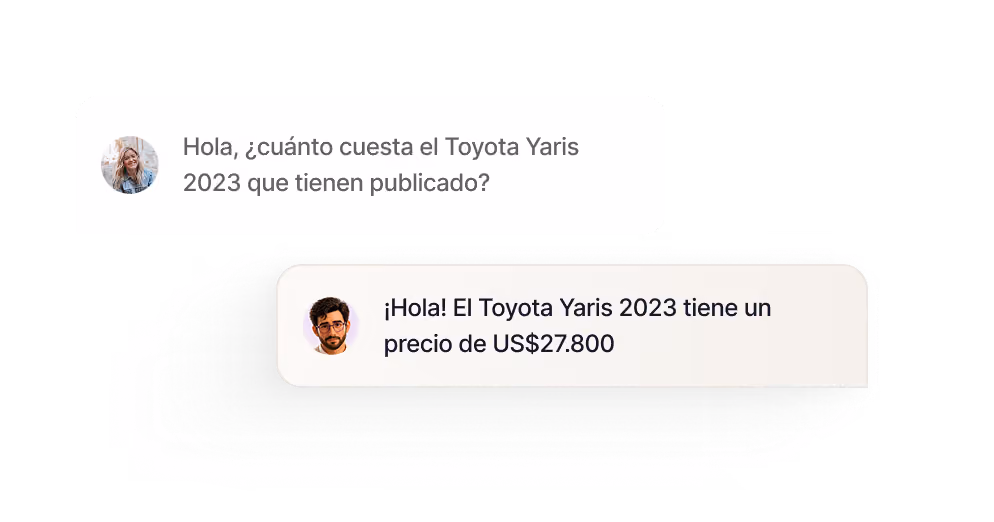 Conversación sobre el precio del Toyota Yaris 2023: $27.800.000.