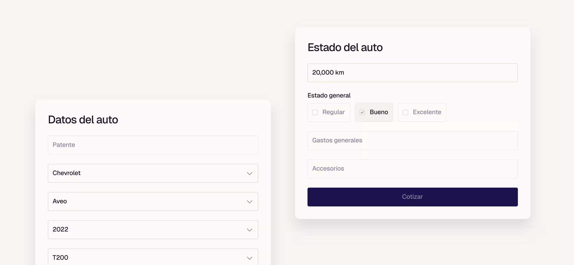 Cuatro autos con precios y modelos: Fiat Argo, Chery Tiggo, Nissan Leaf y Peugeot 2008.
