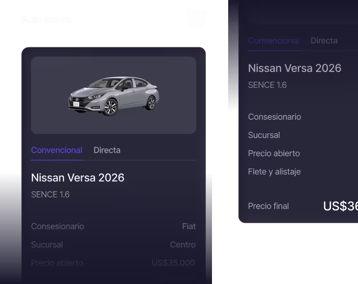 Dos autos en oferta: Fiat Argo blanco por $23.000.000 y Chery Tiggo gris por $28.050.000 con botón comprar.