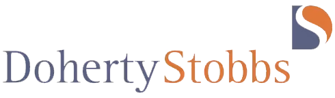 Doherty Stobbs logo with stylized bird icon in orange and blue
