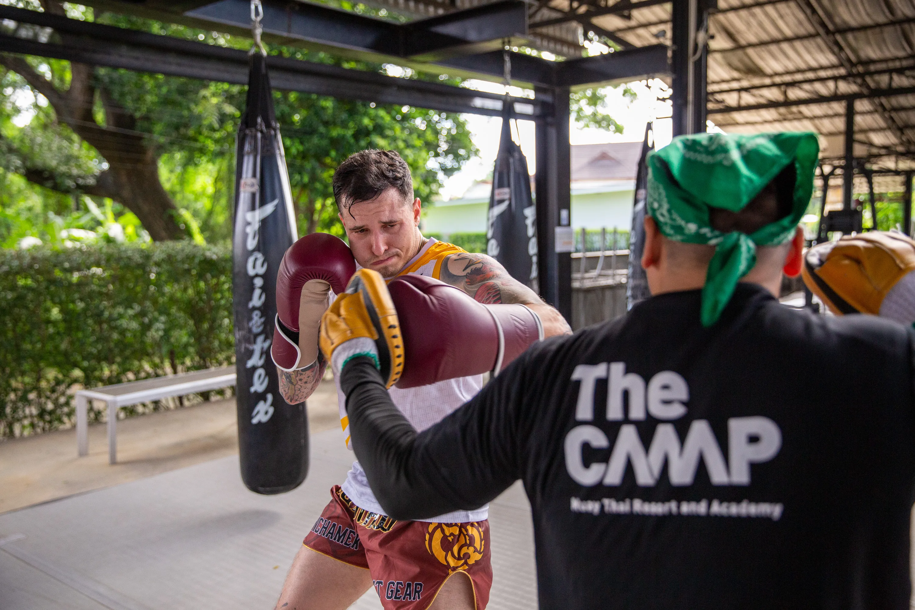 Mitt training inside the ring