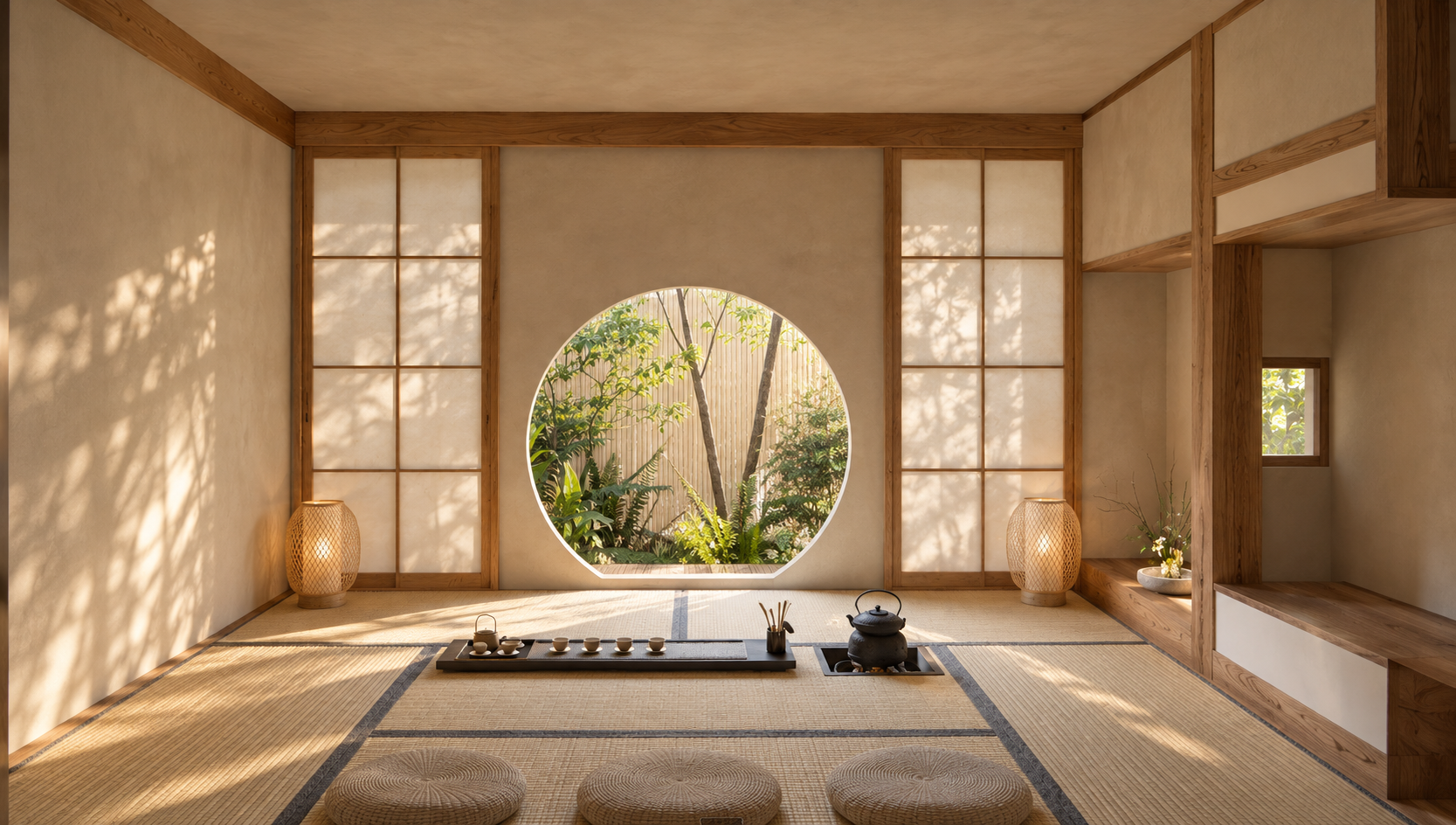 Architectural visualization of the Japanese meditation room