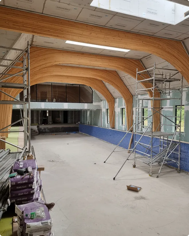 Cement board and jointing works at Caldy Baan, Wirral